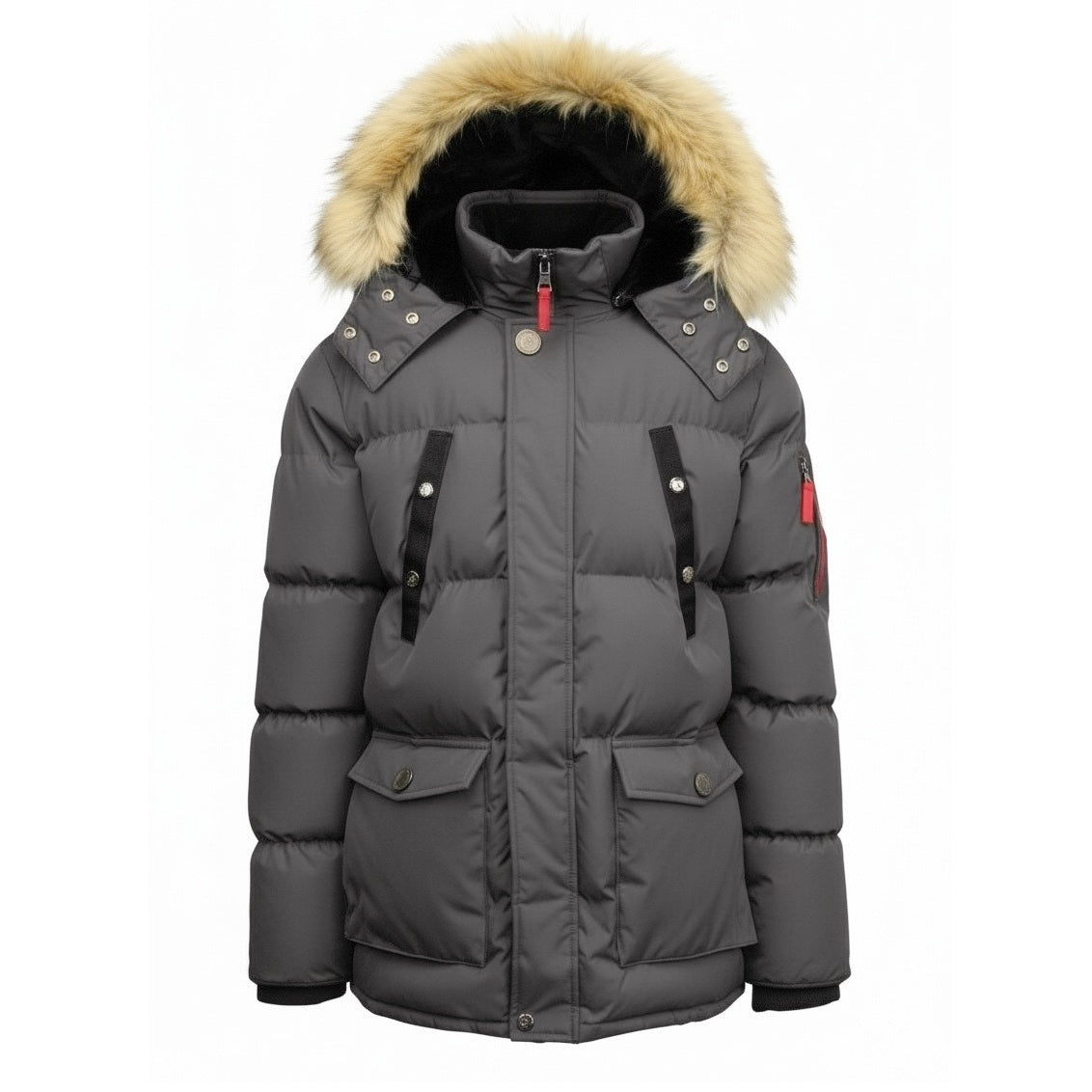 12 Pack Adult Heavy Parka Jacket with Fur Hood in Grey