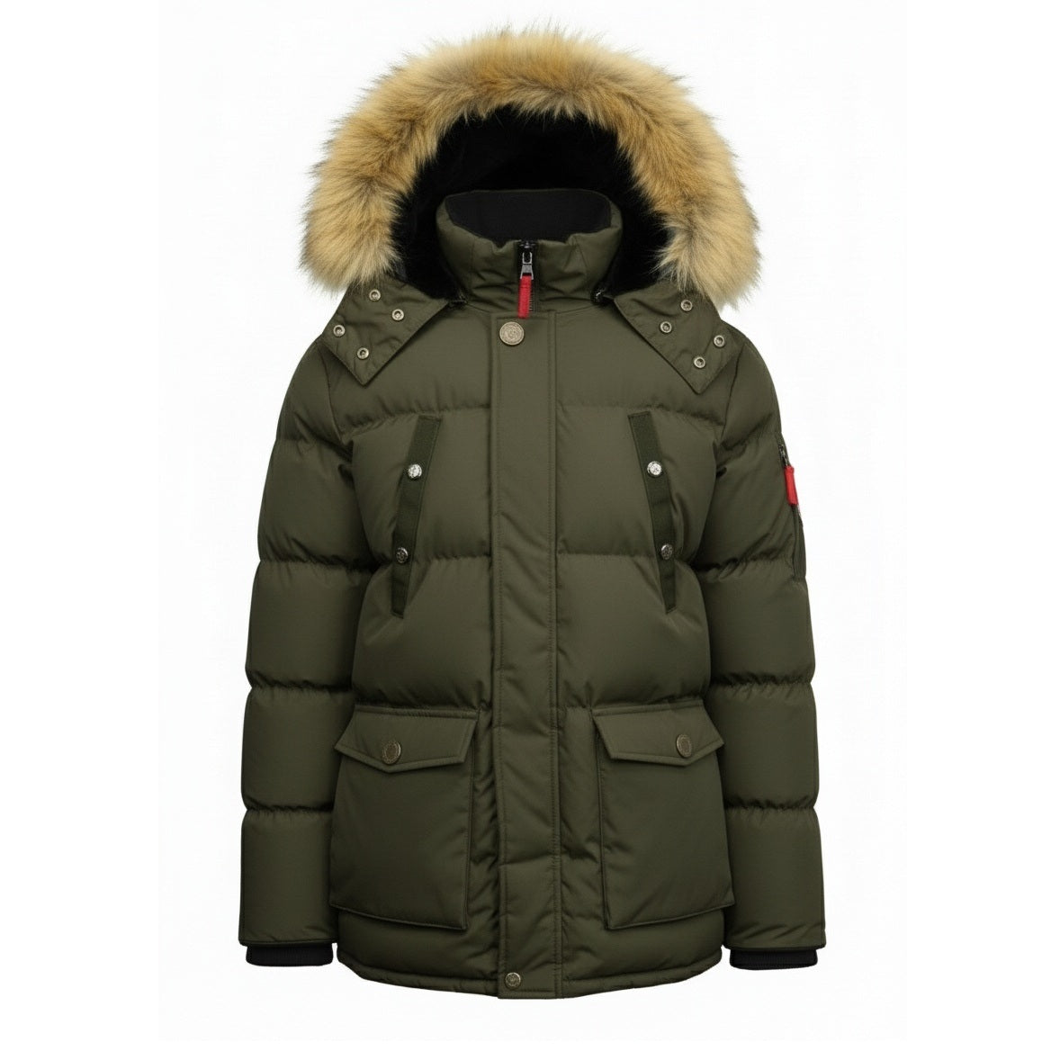 12 Pack Adult Heavy Parka Jacket with Fur Hood in Olive