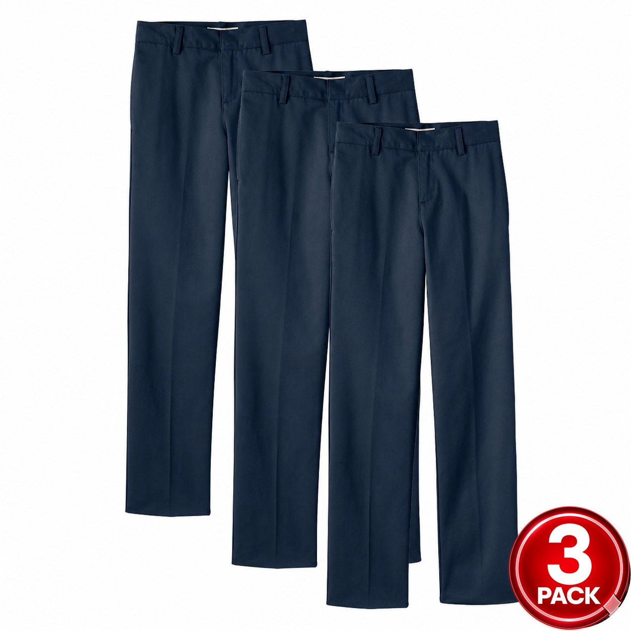Boys 3-Pack School Uniform Flat Front Pants in Navy
