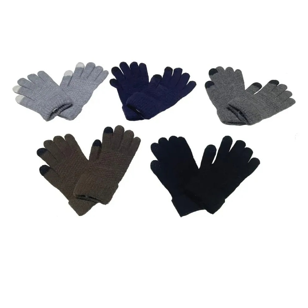 36 Pack - Touchscreen Knitted Winter Gloves - Assorted Colors