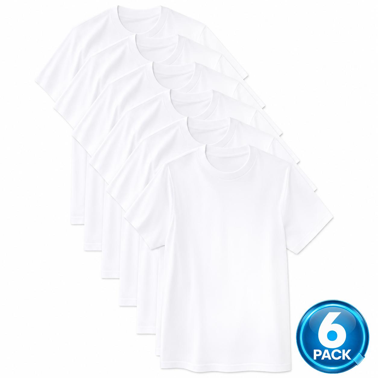 Men's 6-Pack Premium 100% Cotton Undershirts in White