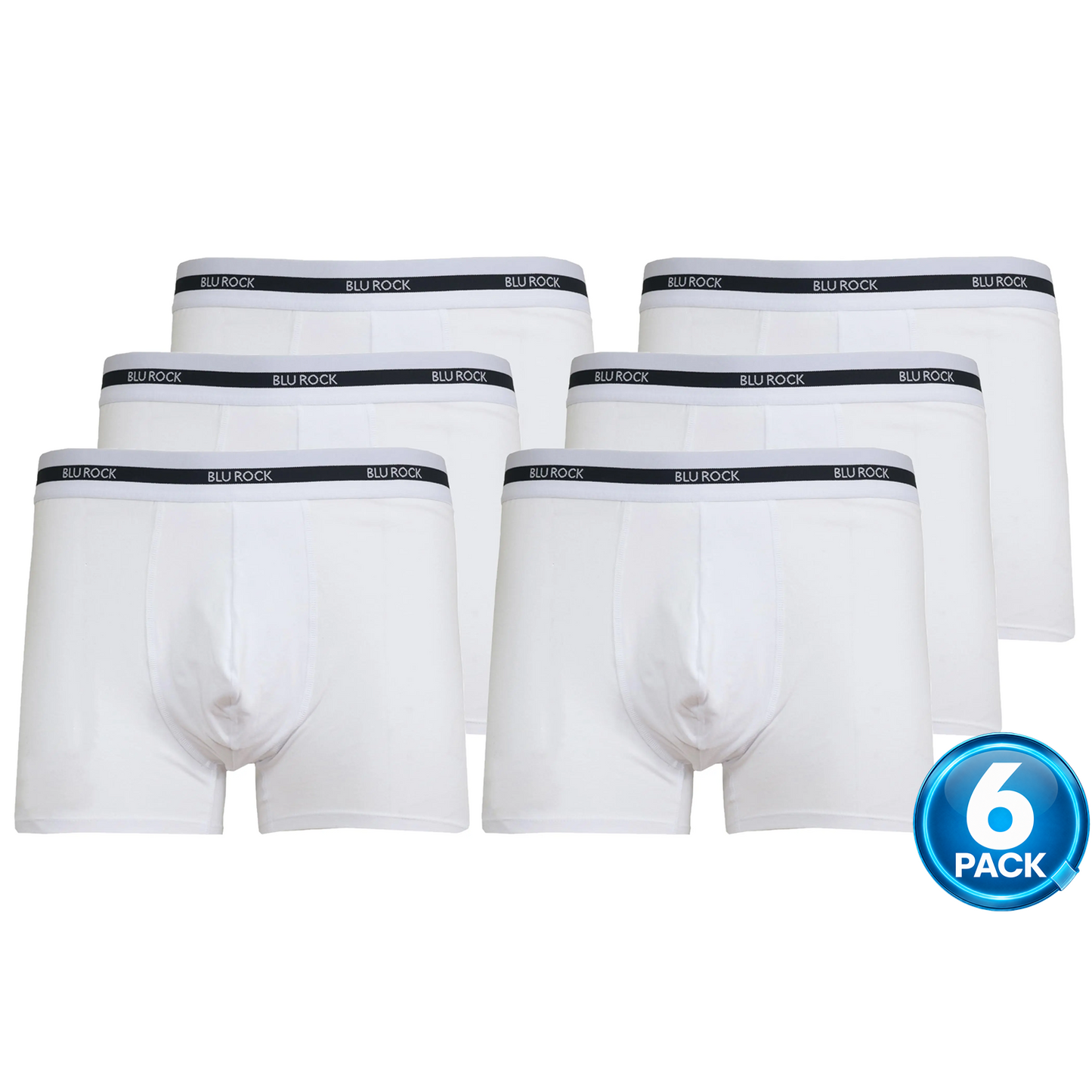 Men's 6-Pack Premium Stretch Cotton Boxer Briefs in White