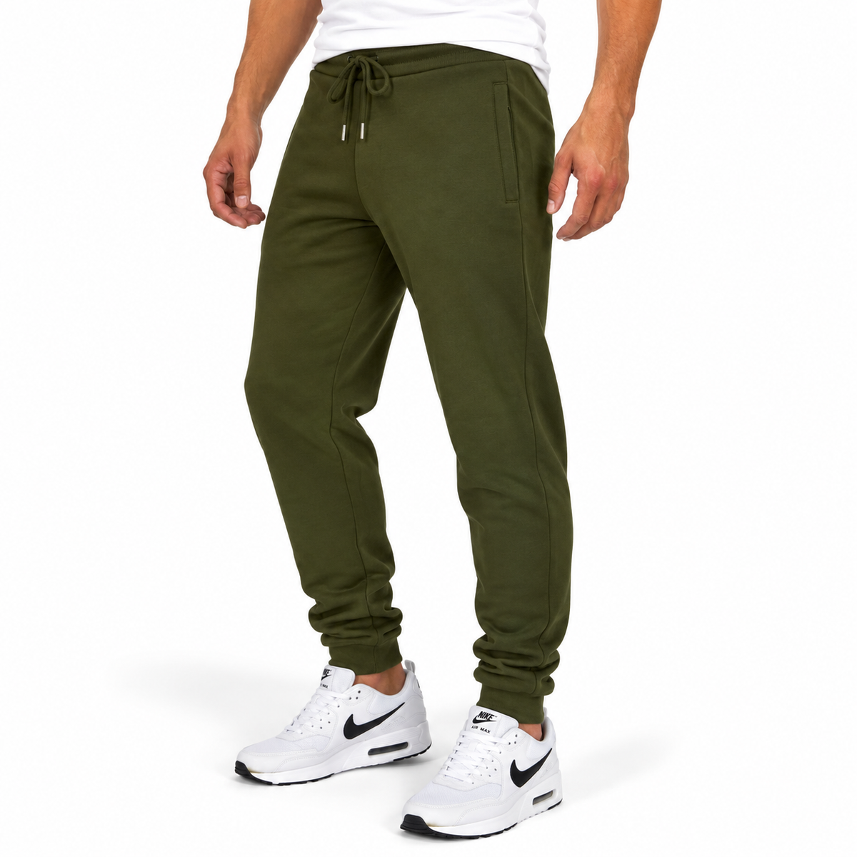 Men's Fleece Lined Jogger with Hidden Zipper Side Pockets in Olive