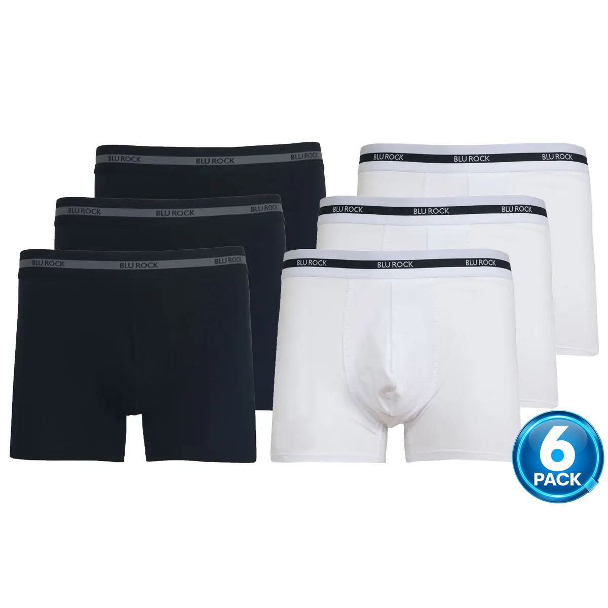 Men's 6-Pack Premium Stretch Cotton Boxer Briefs in Black / White