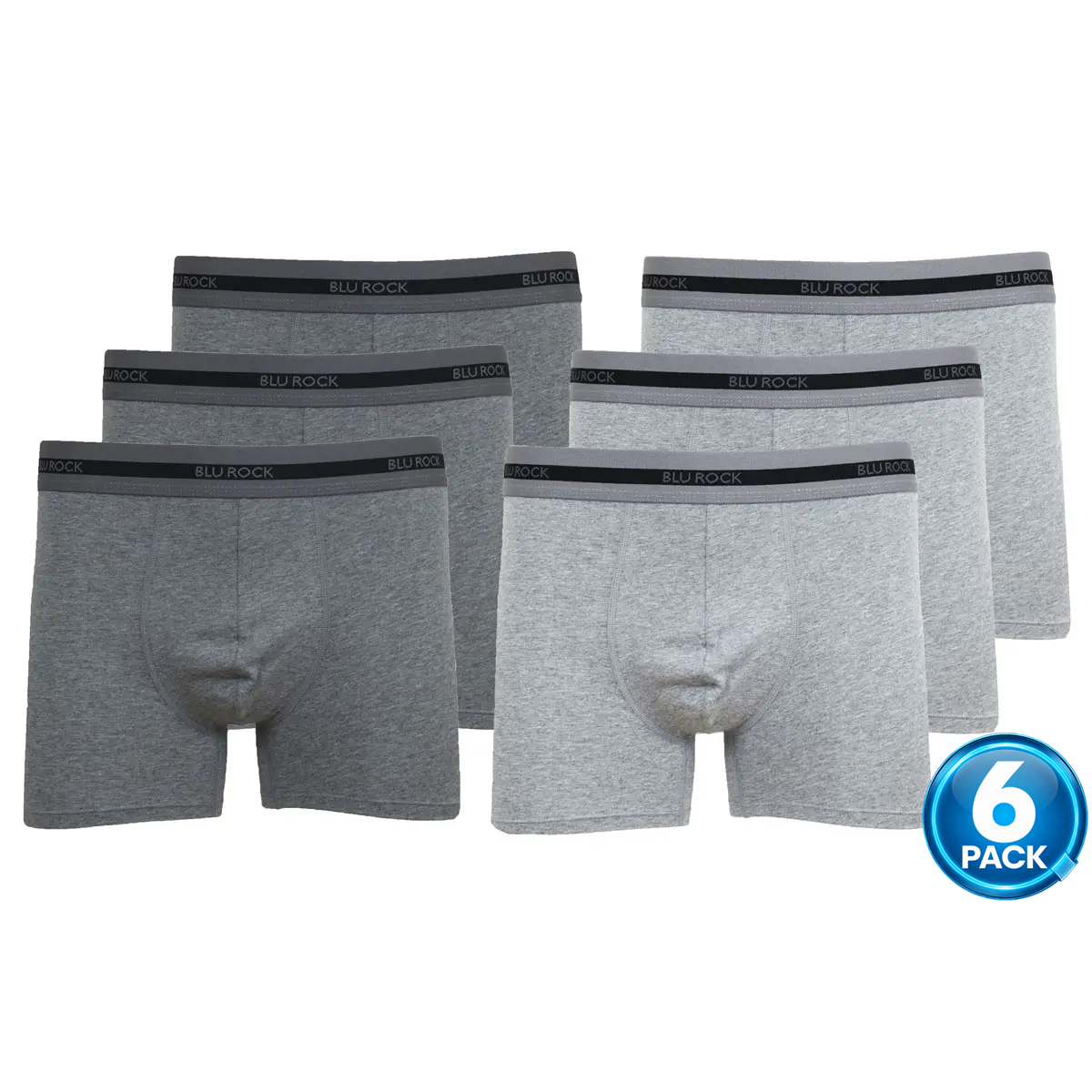 Men's 6-Pack Premium Stretch Cotton Boxer Briefs in Charcoal / Heather Grey