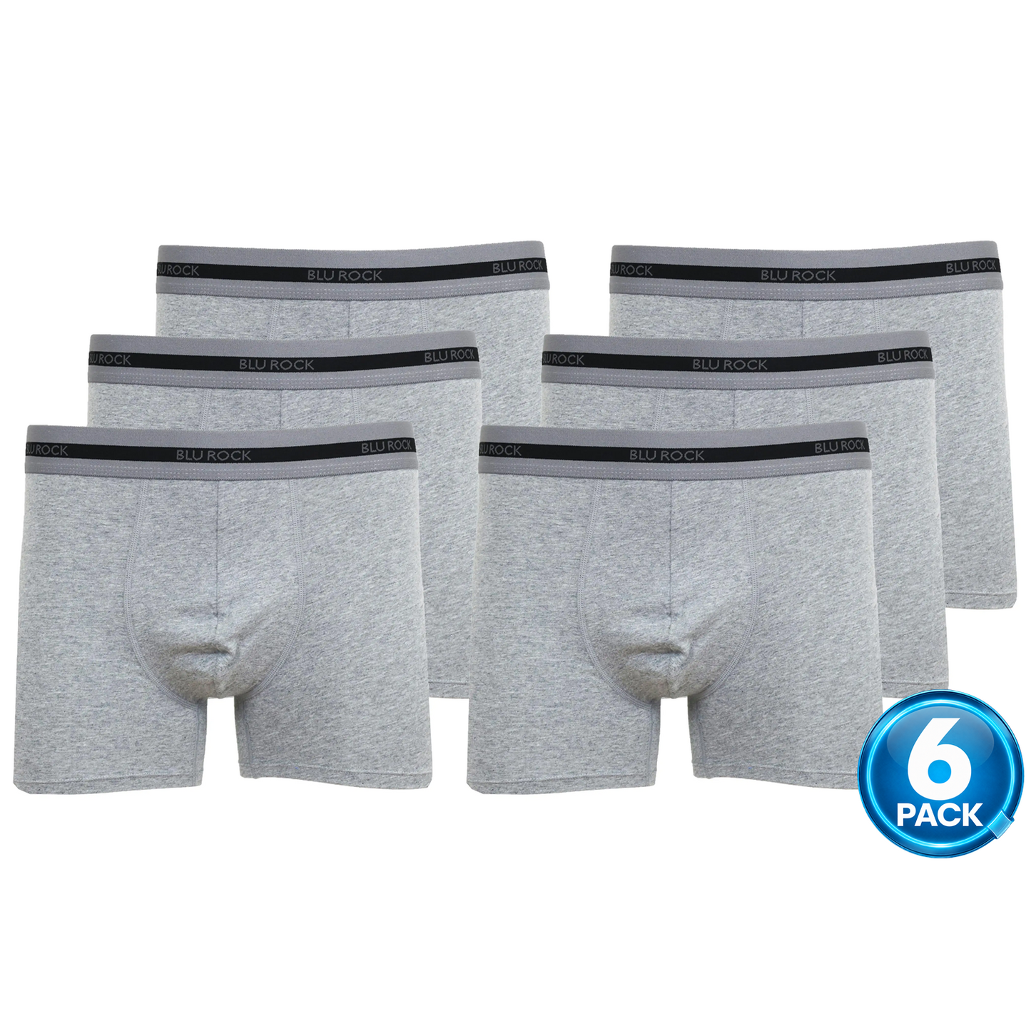 Men's 6-Pack Premium Stretch Cotton Boxer Briefs in Heather Grey