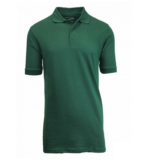 Wholesale Adult Size Short Sleeve Pique Polo Shirt School Uniform in Hunter Green. High School Uniform polo Shirts