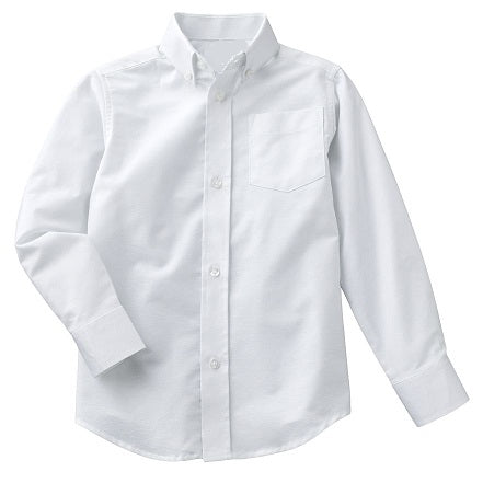 Wholesale Boys Long Sleeve Oxford Button Down Shirt in White