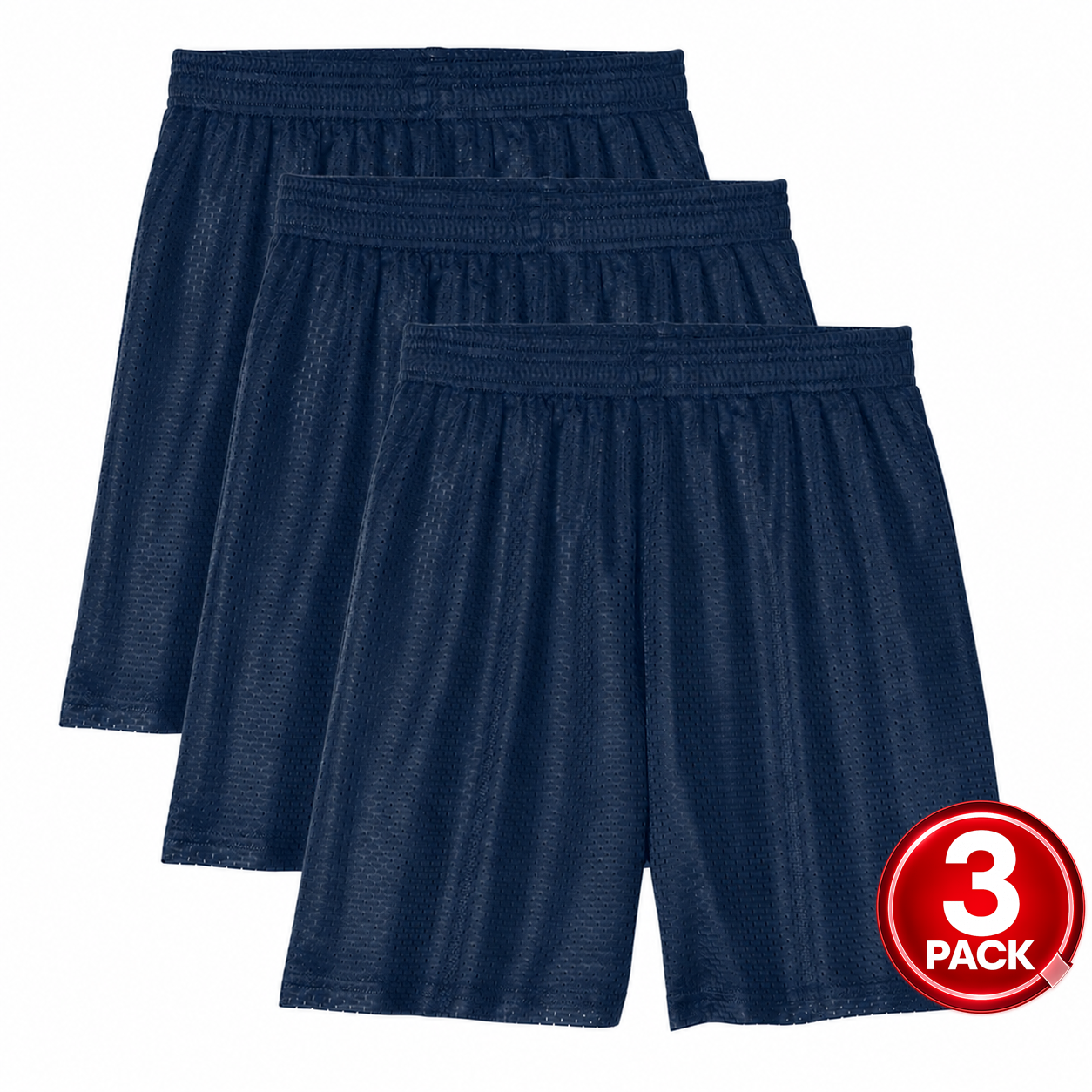 Kid's 3-Pack Mesh Gym Shorts in Navy