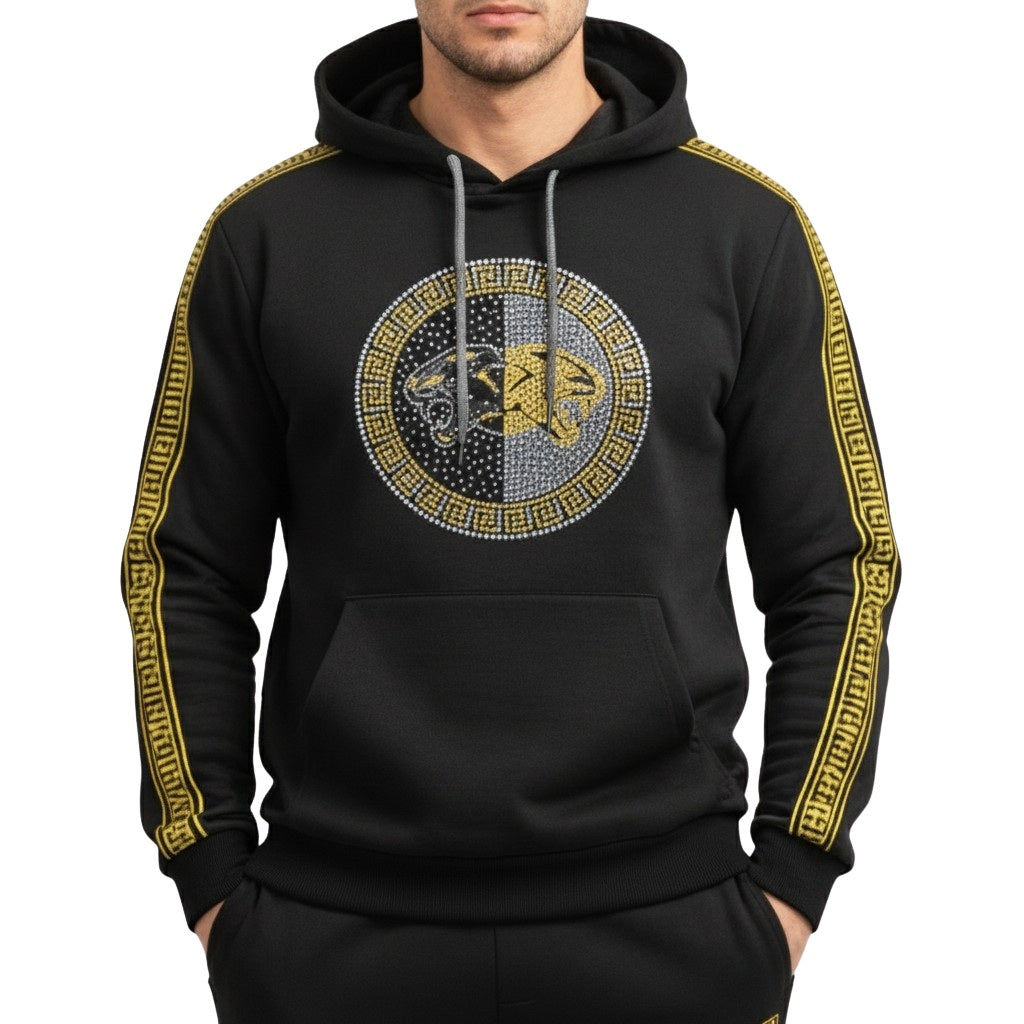 12 Pack Men’s Fashion Hoodie with Panther Emblem in Black