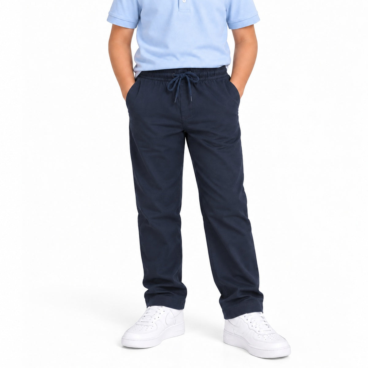 24 Pack Wholesale Boys Stretch Pull On Elastic Waist Pants in Navy