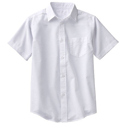 Wholesale Boys Short Sleeve Oxford Button Down Shirt in White