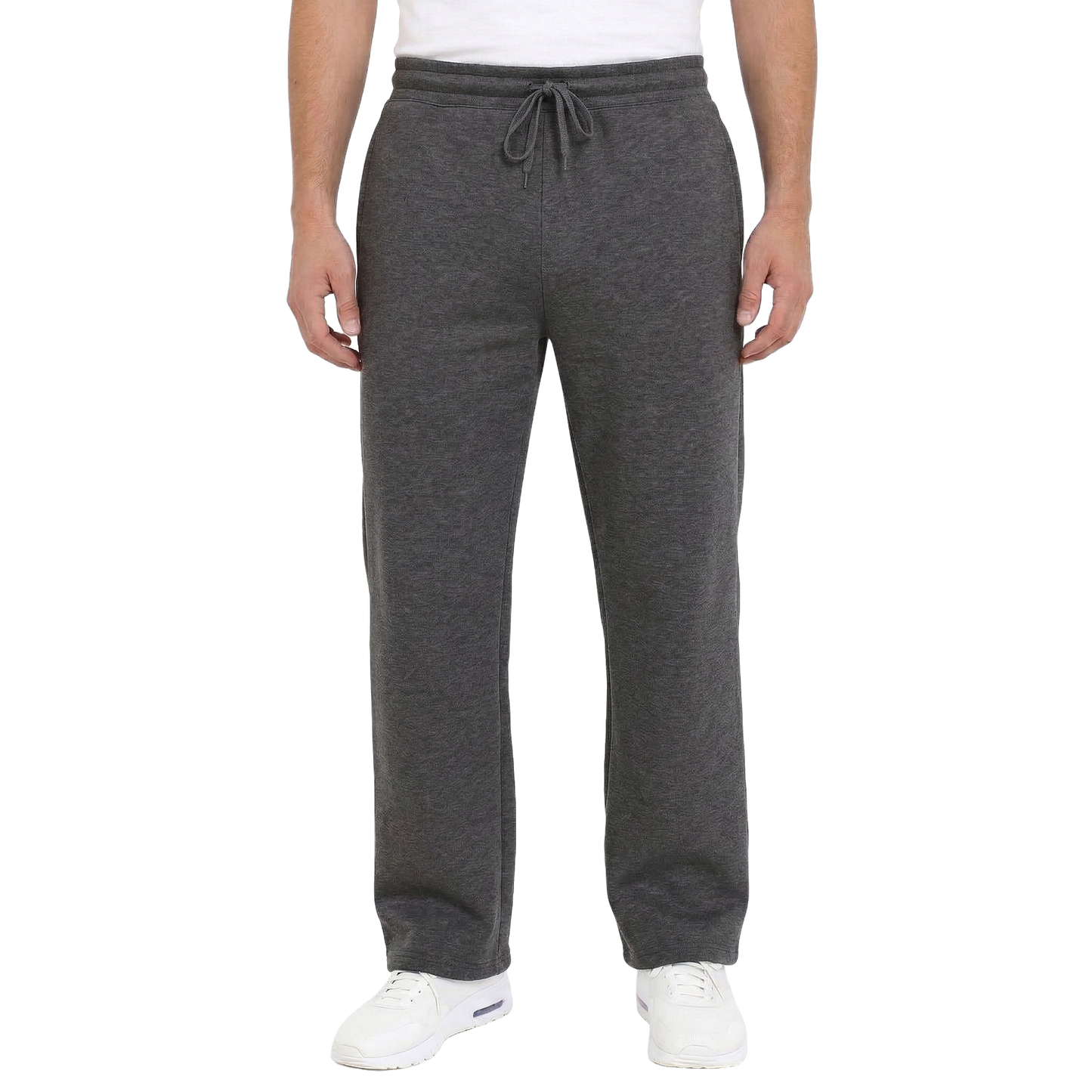 24 Pack Men's Fleece Open Bottom Sweatpants in Charcoal