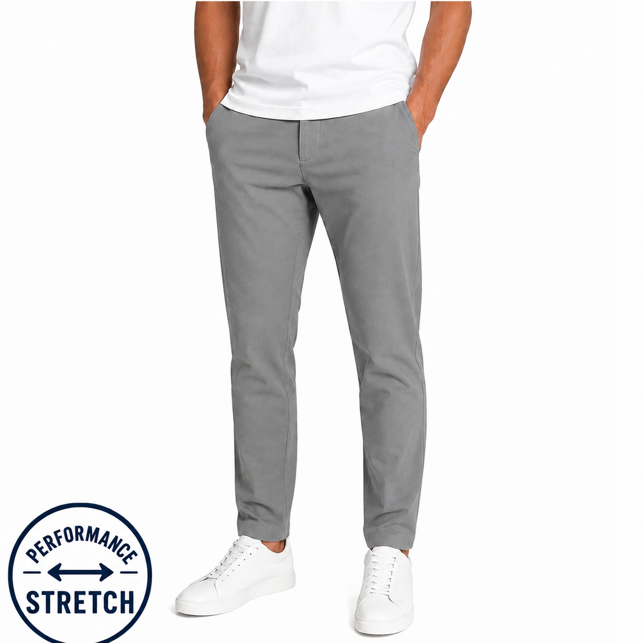 Young Men's Stretch Performance Fit Pants in Grey