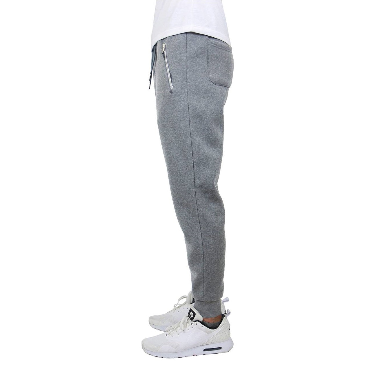 24 Pack Men's Fleece Jogger Sweatpants with Zipper Pockets - Heather Grey