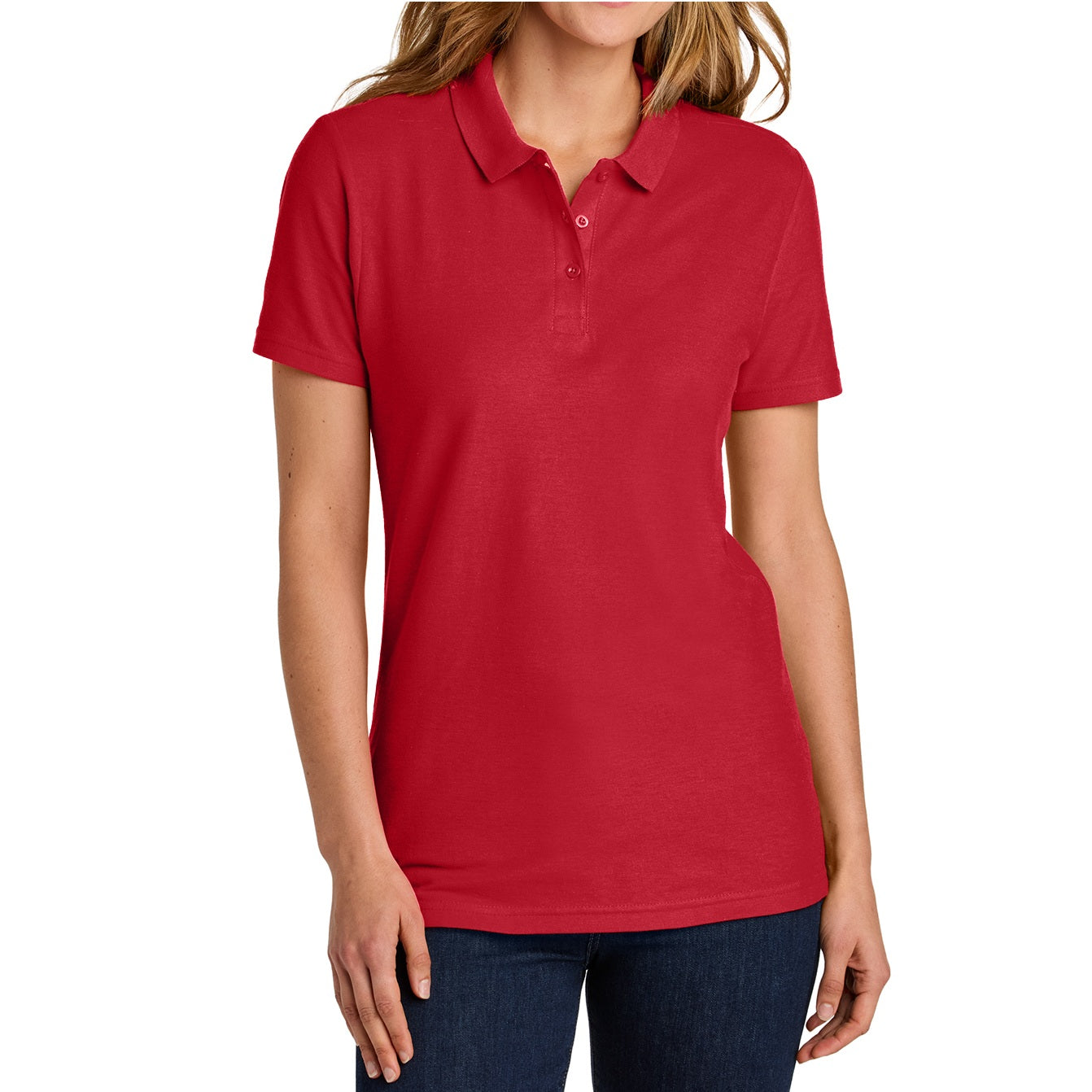 school uniforms wholesale distributors Junior Short Sleeve 3 Button Jersey Knit Polo Shirt in Red