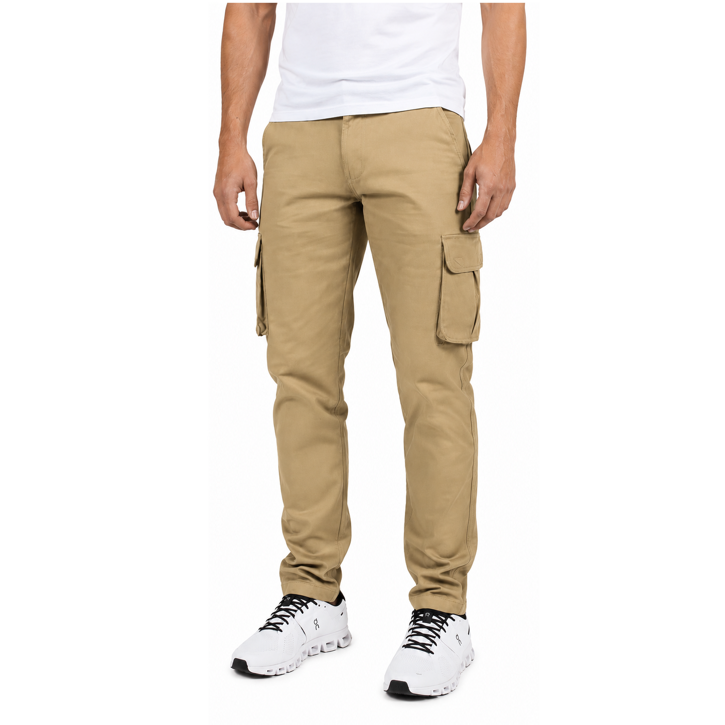 Young Men's Stretch Twill Cargo Pants in Khaki