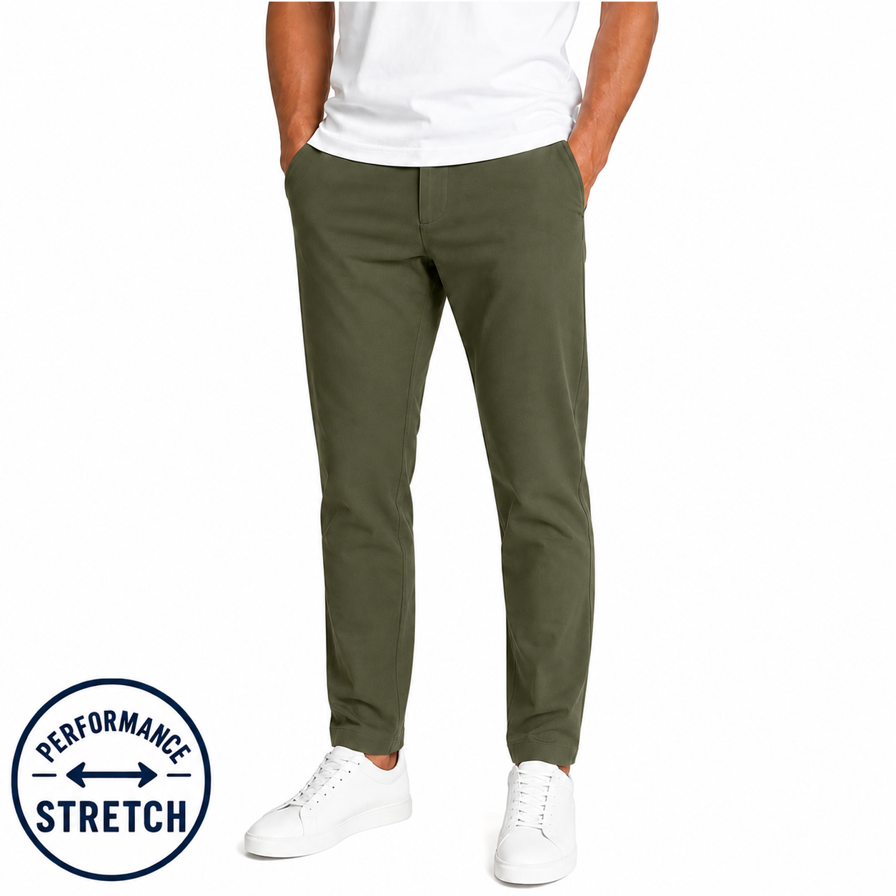 Young Men's Stretch Performance Fit Pants in Olive