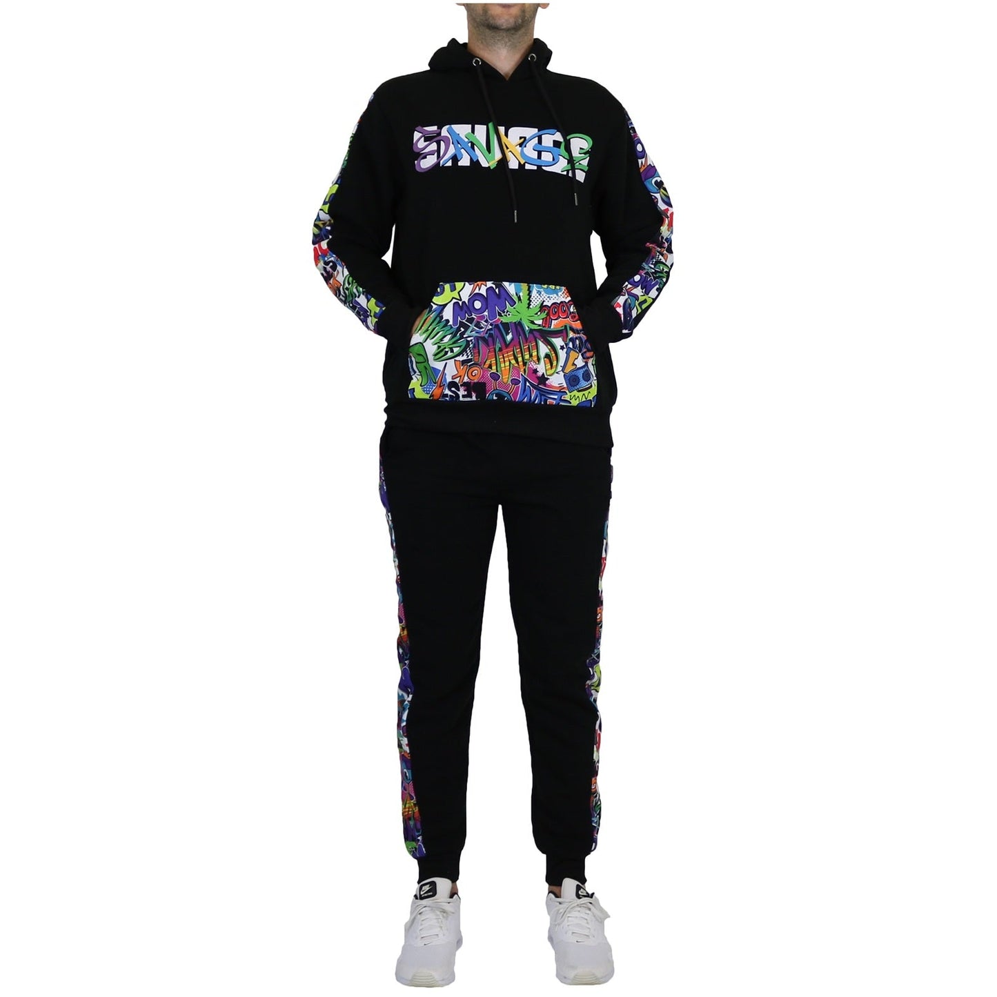 12 Pack Graffiti Hoodie & Jogger Set - Black