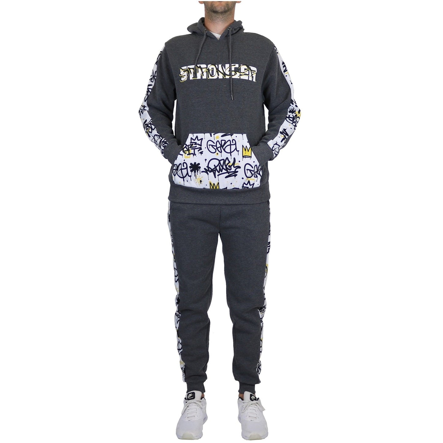12 Pack Graffiti Hoodie & Jogger Set - Charcoal