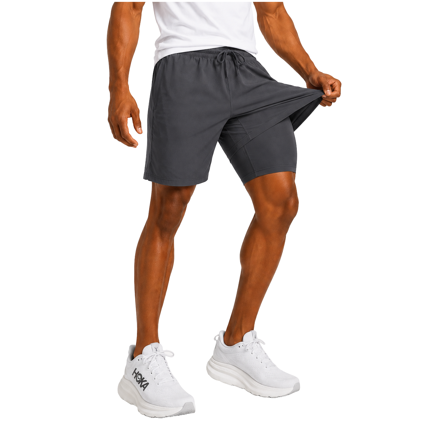 Men's Workout Shorts with Compression Liner – Charcoal