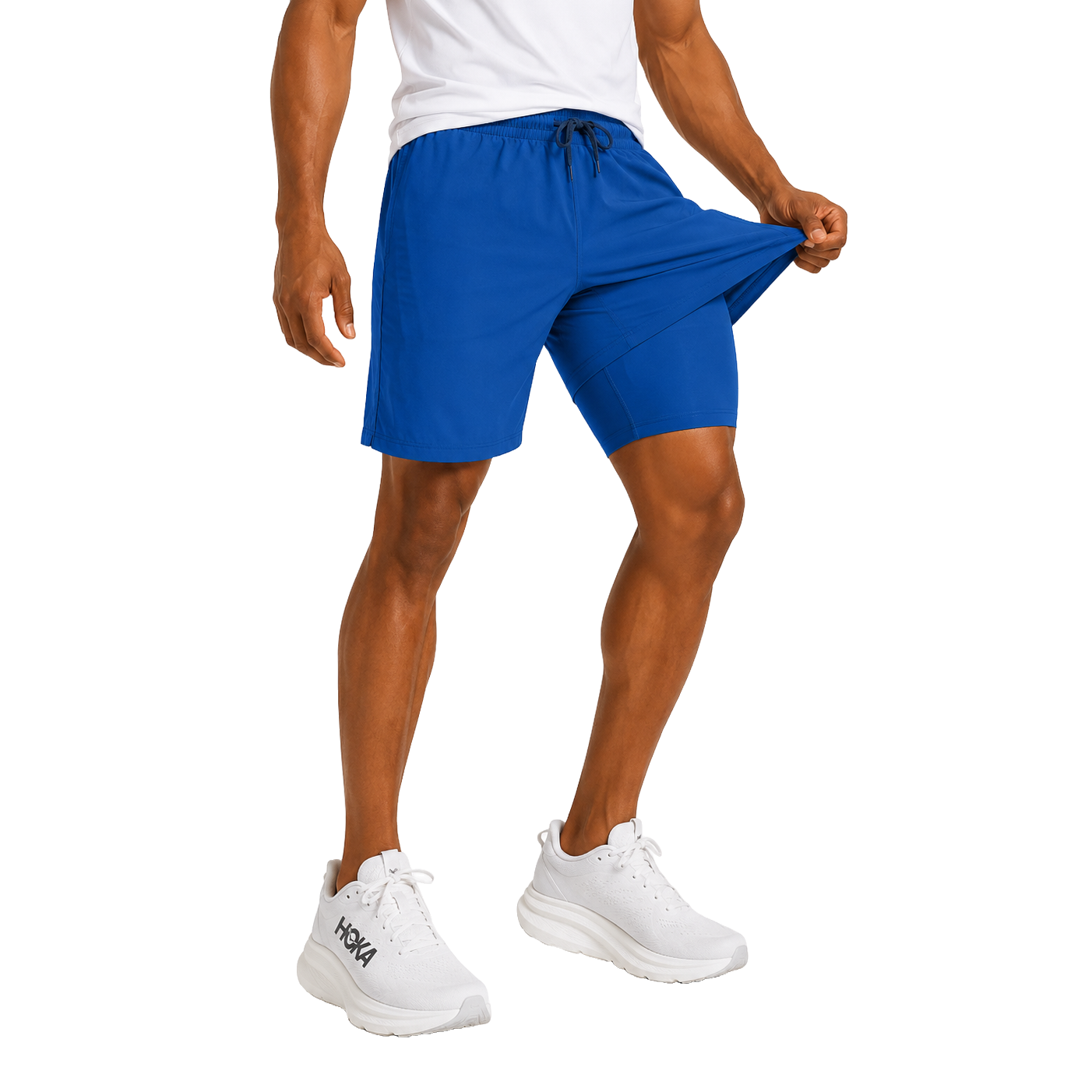 Men's Workout Shorts with Compression Liner – Royal Blue