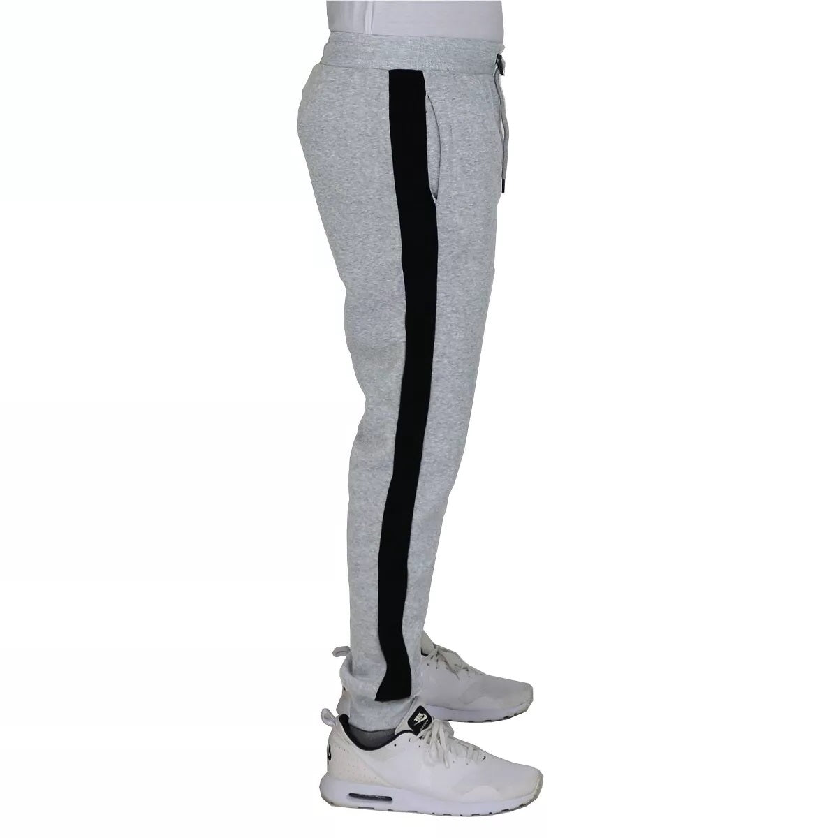 24 Pack Men's Fleece Jogger Sweatpants in Grey with Black Stripe