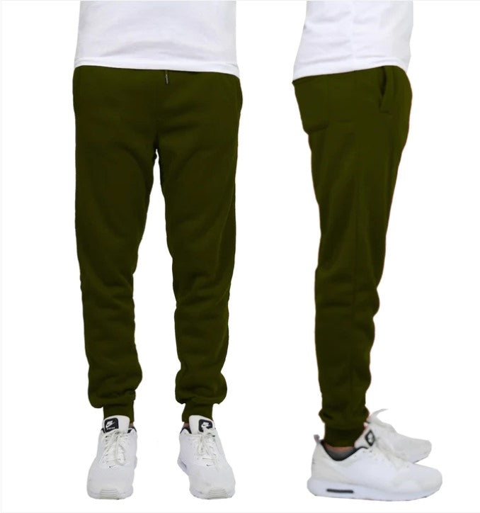 Wholesale Men's Fleece Jogger Sweatpants - Olive