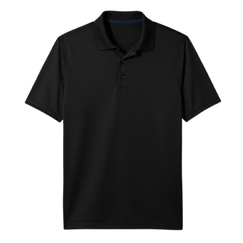 Black polo shirt on a white background