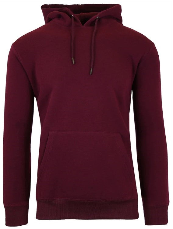 Wholesale Mens Fleece Pullover Hooded Sweatshirt in Burgundy