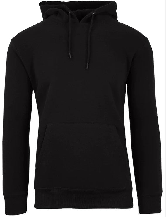 Wholesale Mens Fleece Pullover Hooded Sweatshirt in Black