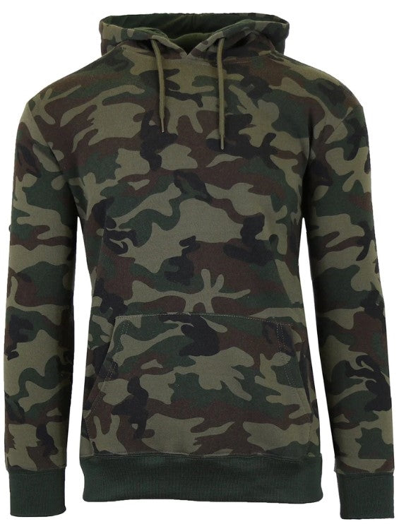 Wholesale Mens Fleece Pullover Hooded Sweatshirt in Camouflage