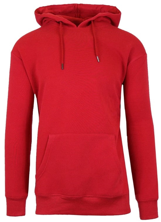 Wholesale Mens Fleece Pullover Hooded Sweatshirt in Red