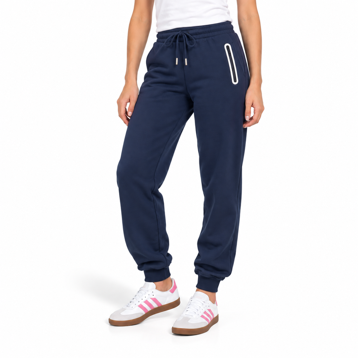 Women's Fleece-Lined Jogger With Heat Seal Zipper Side Pockets in Navy
