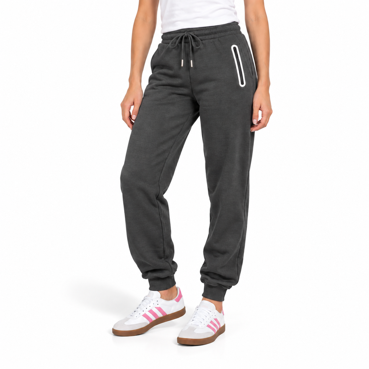 Women's Fleece-Lined Jogger With Heat Seal Zipper Side Pockets in Charcoal
