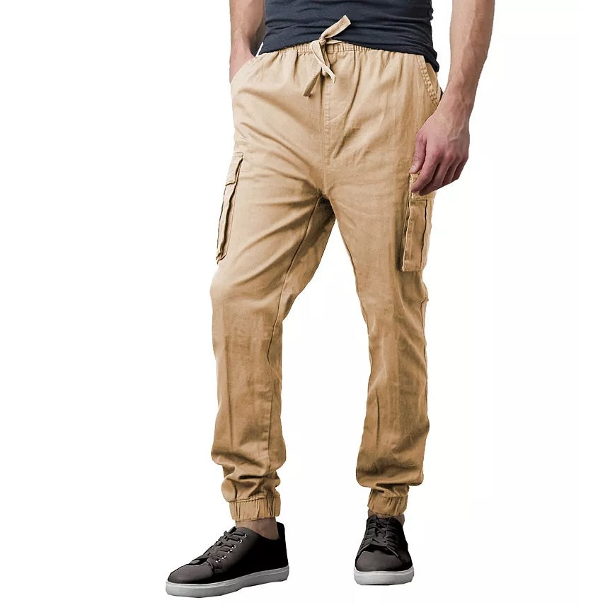 Wholesale Men's Super Stretch Cargo Jogger Pants Khaki