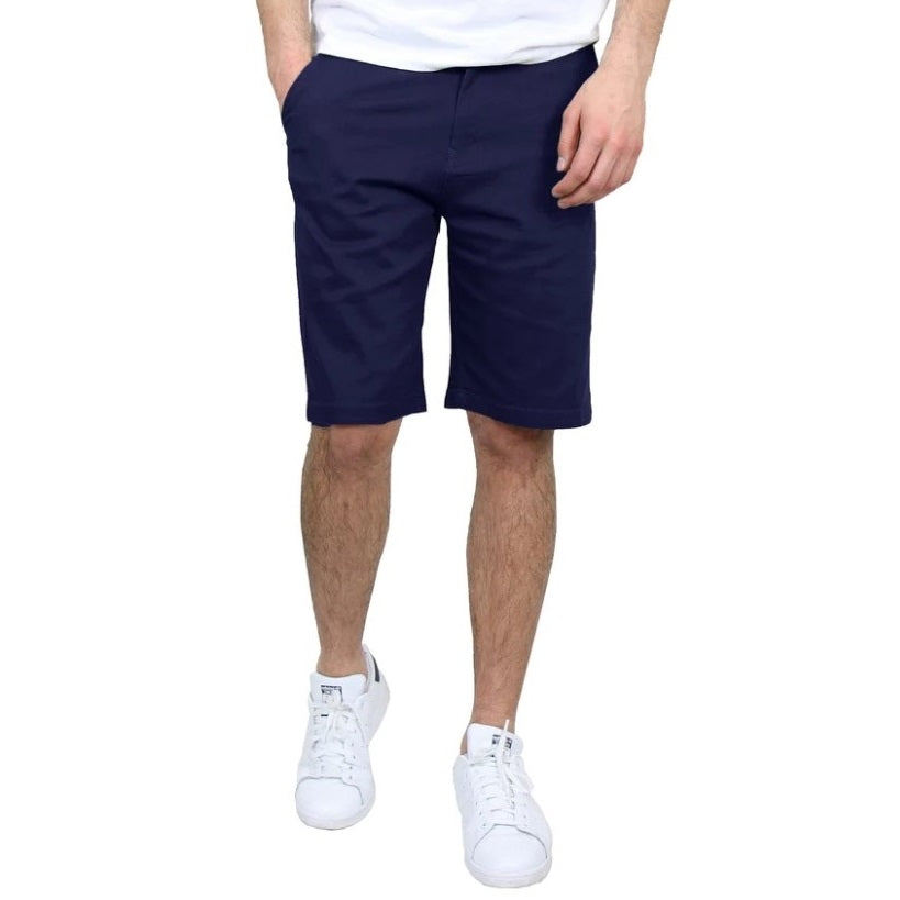 Young Men's School Uniform Flat Front Stretch Shorts in Navy