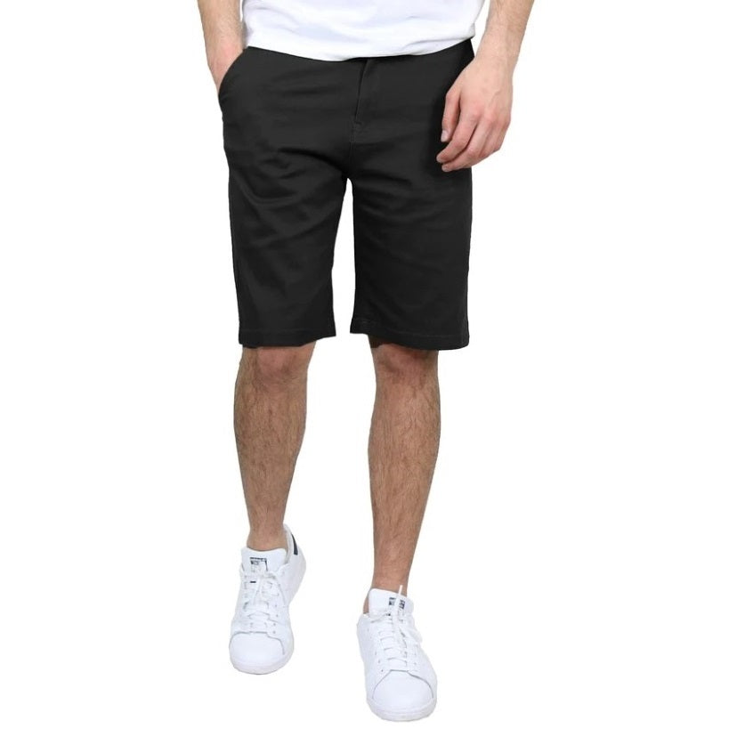 wholesale mens Flat Front Stretch school shorts Black
