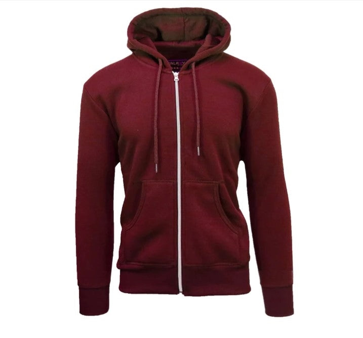 Wholesale Adult Full Zip Fleece-Lined Hoodie - Burgundy