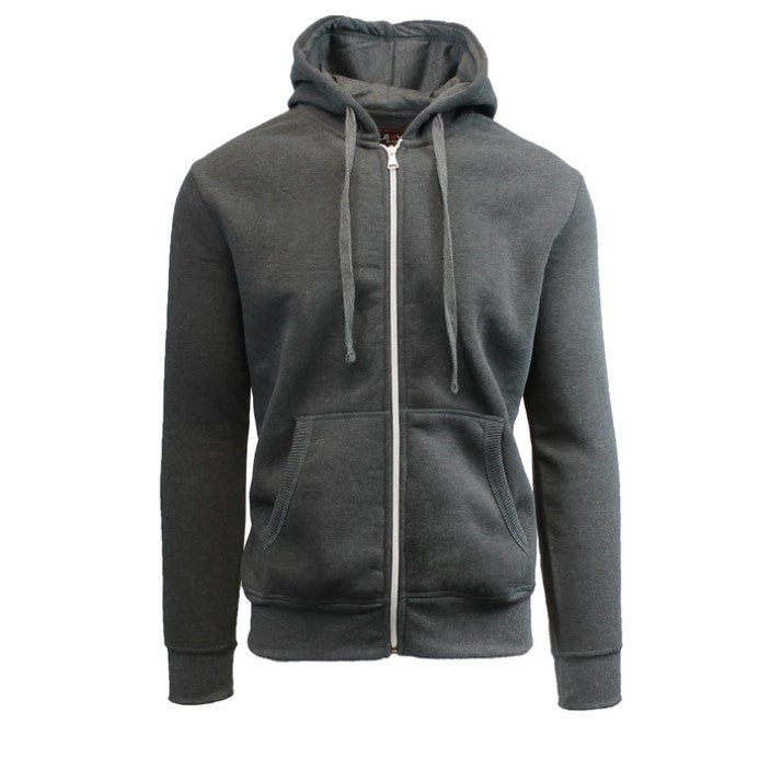 Wholesale Adult Full Zip Fleece-Lined Hoodie - Charcoal