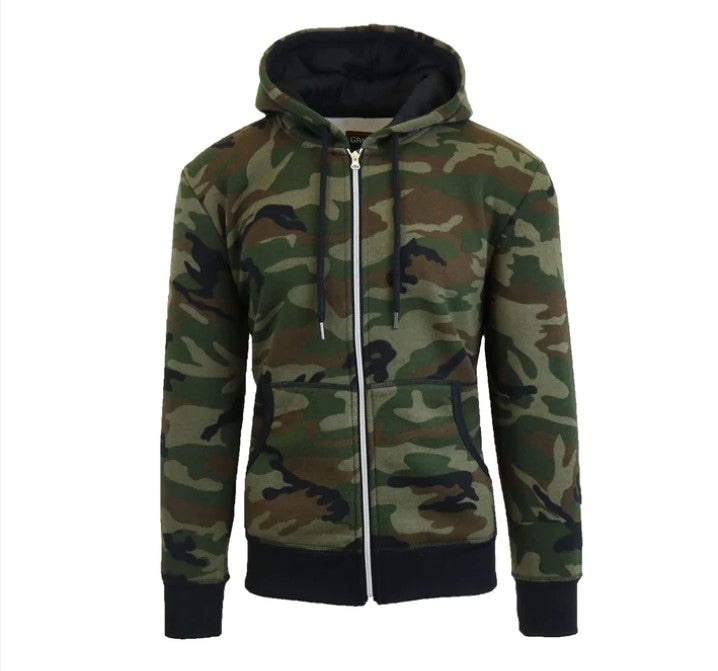 Wholesale Adult Full Zip Fleece-Lined Hoodie - Camouflage