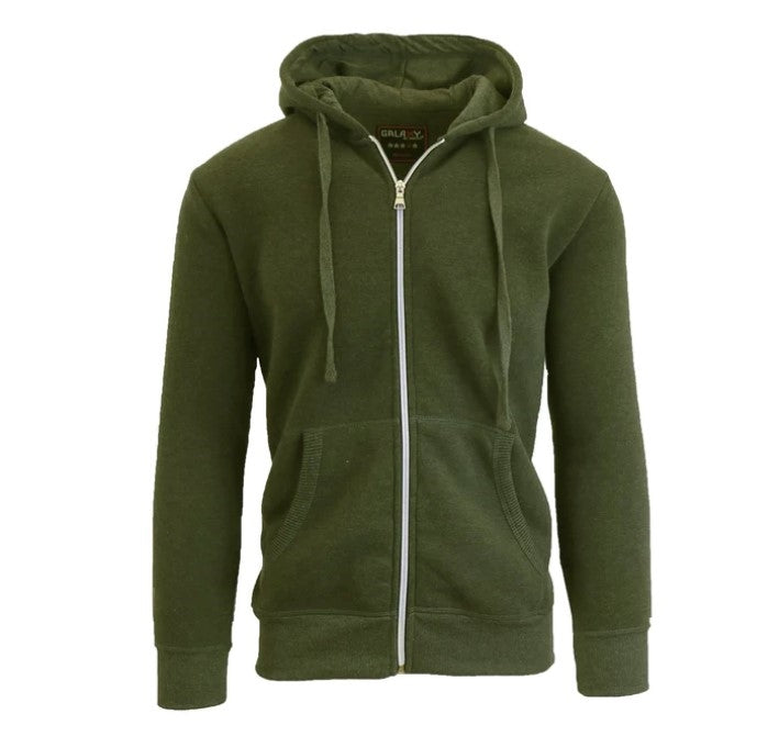 Wholesale Adult Full Zip Fleece-Lined Hoodie - Olive