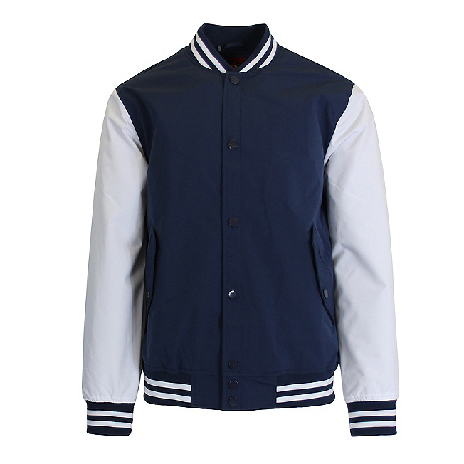 12 Pack Men's Heavyweight Varsity Jacket Navy / White Sleeves