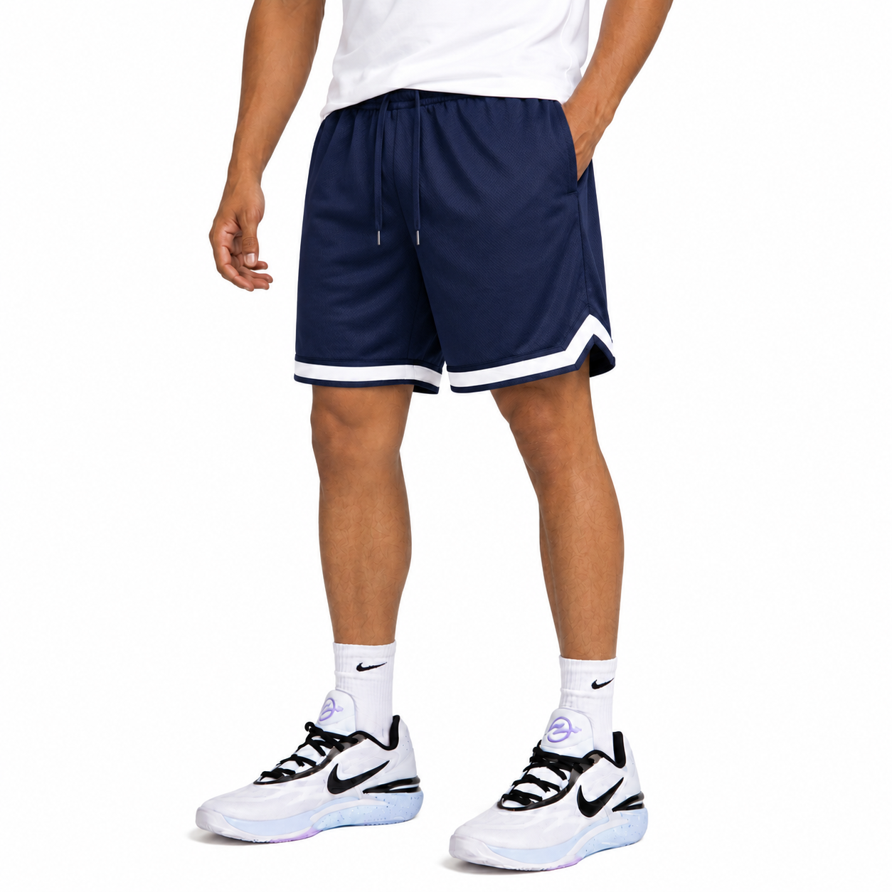 24 Pack Wholesale Men's Mesh Athletic Shorts in Navy