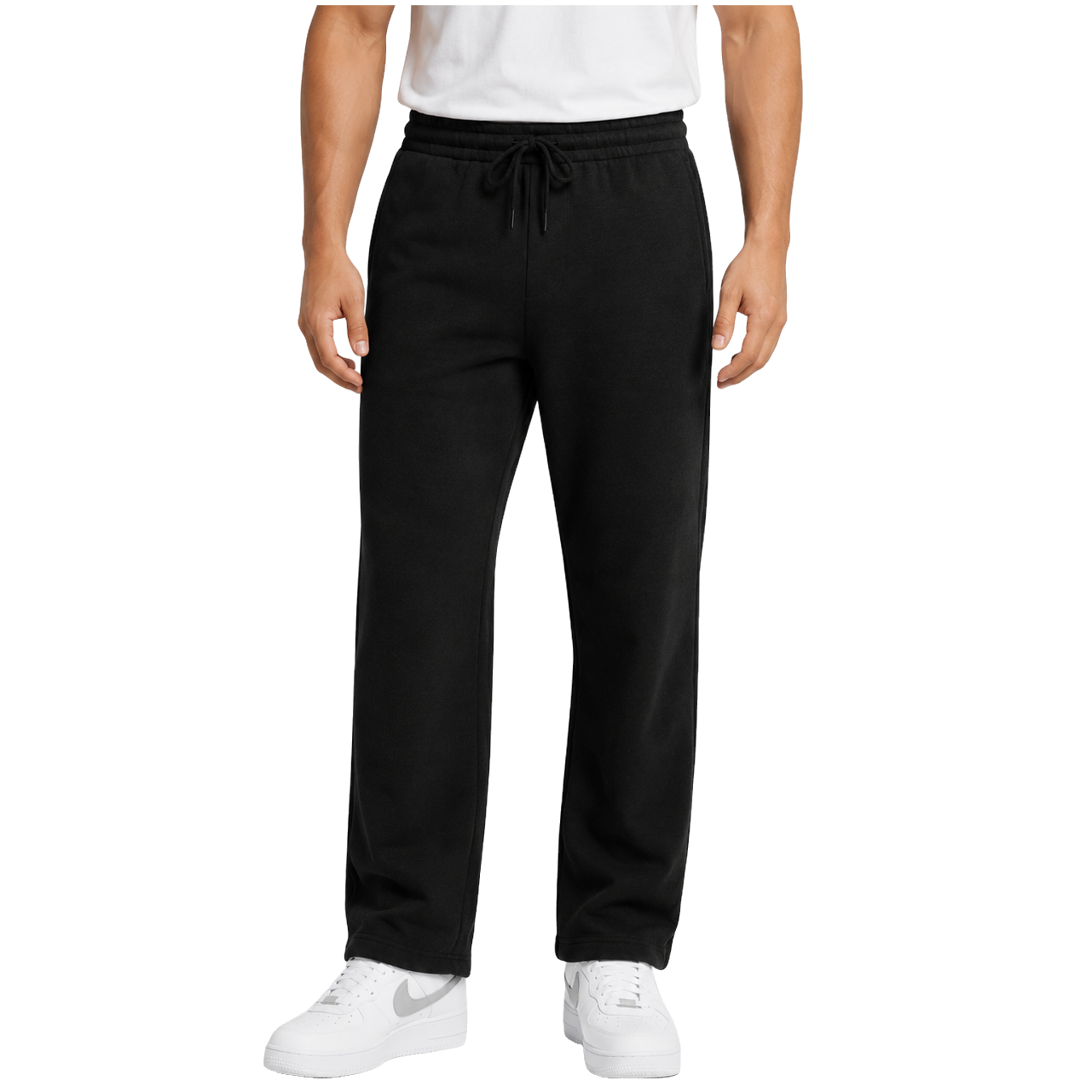 Men's Classic Heavyweight Fleece Open Bottom Sweatpants - Black