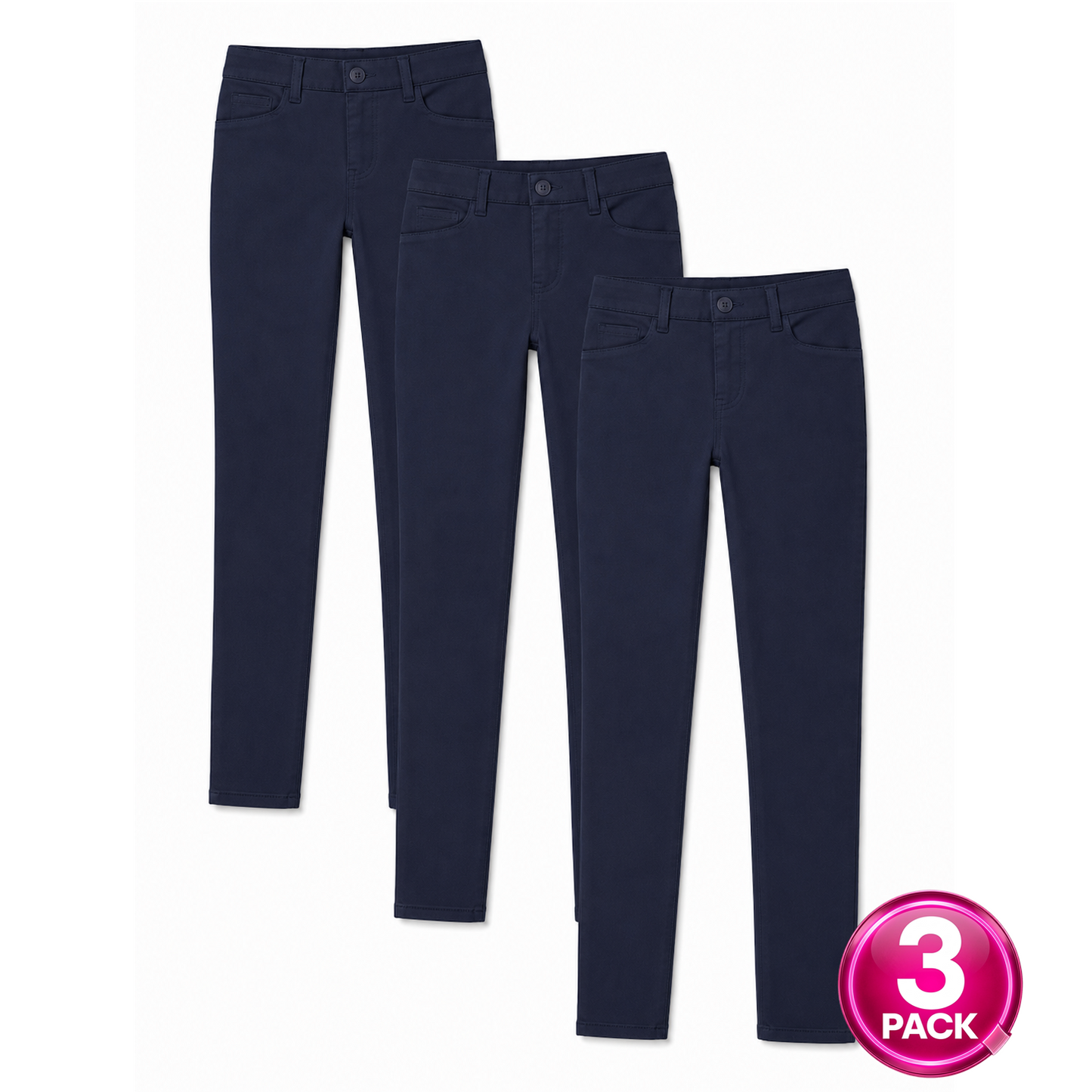 Girl's 3-Pack School Uniform SUPER STRETCH Skinny Pants in Navy