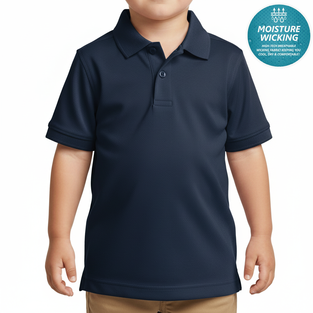 48 Pack Toddler Dri Fit School Uniform Polo Shirt in Navy