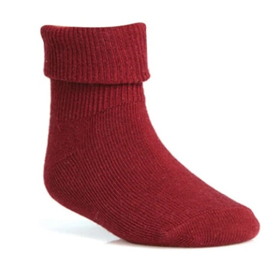 Wholesale Children's Triple Roll Socks in Black, Uniform Socks in Burgundy