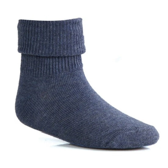 Wholesale Children's Triple Roll Socks in Black, Uniform Socks in Denim Blue