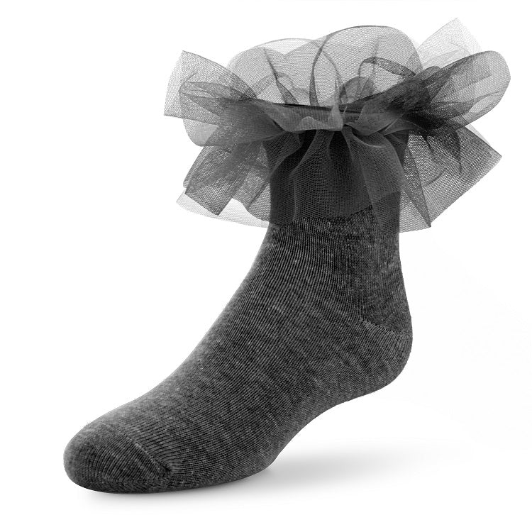 Wholesale Girls Tutu Ruffle Socks in Charcoal